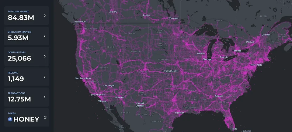 Total mapped area in Hivemapper