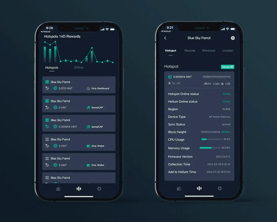 Sensecap's interface for configuring a hotspot.