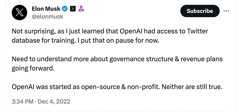 OpenAI Twitter Database Access Stopped