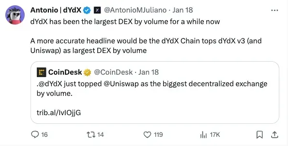 DYDX Dex on Twitter