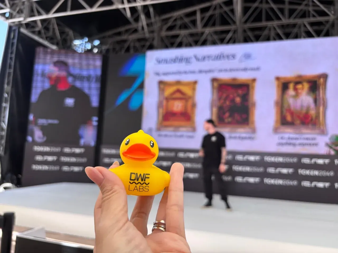 Andrei Grachev on the TOKEN2049 stage during his speech ‘Changing the Crypto World Order’. Source: DWF Labs