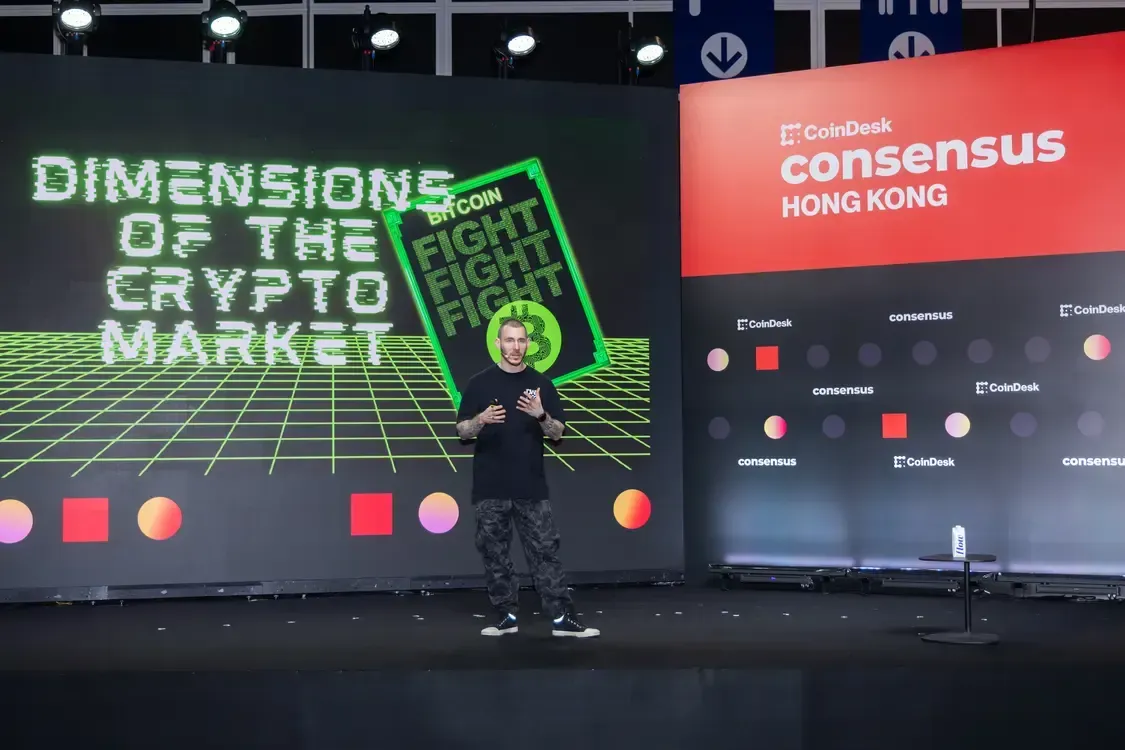 WF Labs Managing Partner Andrei Grachev on stage at Consensus 2025 Hong Kong.