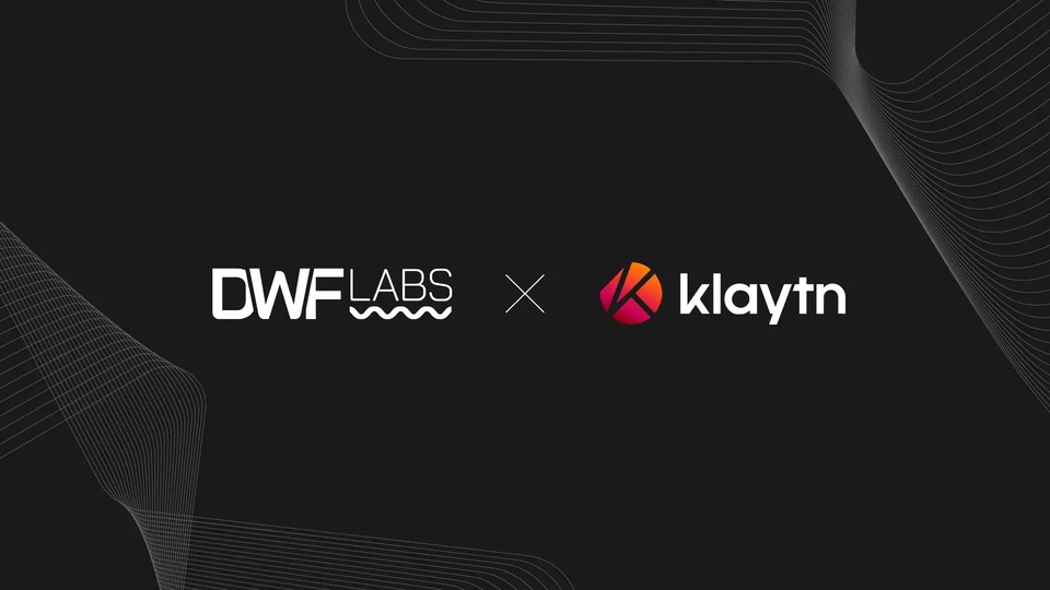 DWF Labs joins the Klaytn Governance Council horizontal banner with DWF Labs horizontal logo light theme and Klaytn logo light theme dimensions 1920x1080