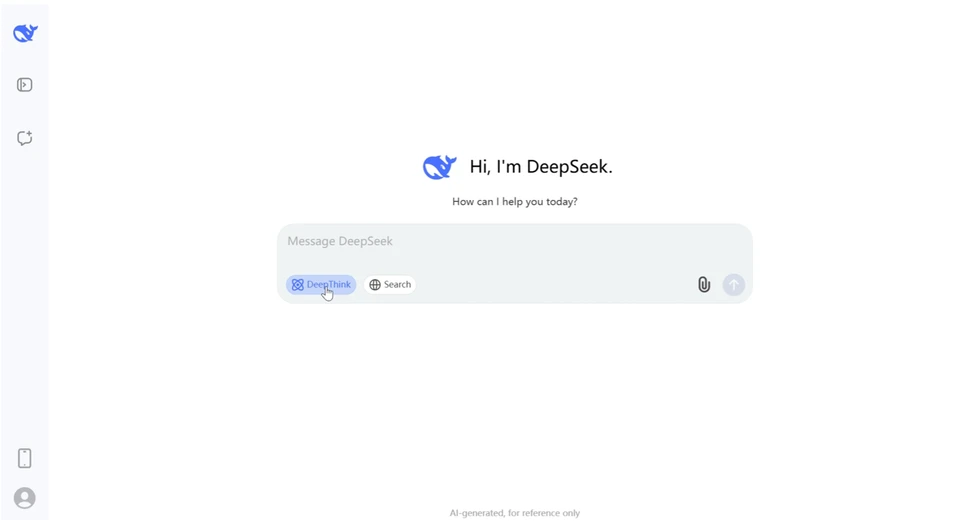 DeepSeek interface showcasing the ‘DeepThink’ option. Source: DeepSeek API Docs