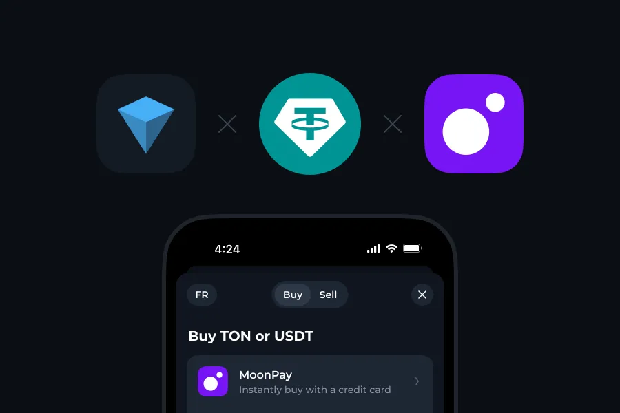 Tonkeeper integrates MoonPay for direct TON and USDT purchases via credit card.