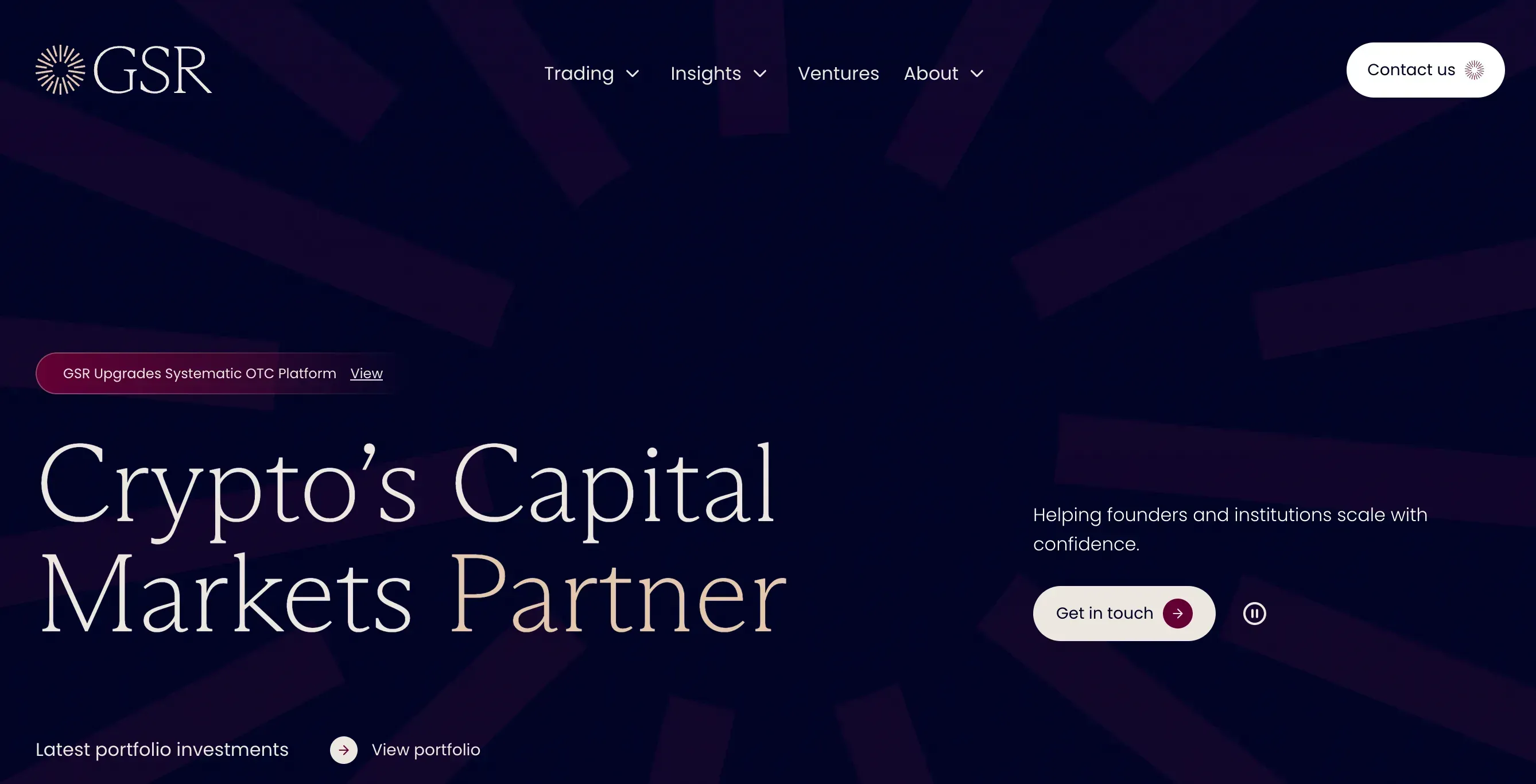 GSR website homepage. Source: GSR.io