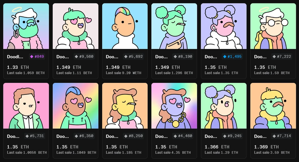 NFTs of the original Doodles collection. Source: OpenSea