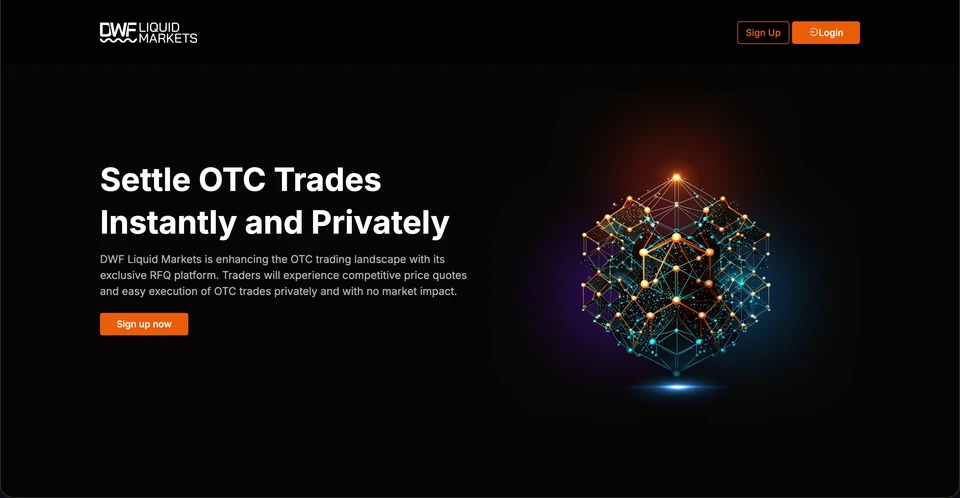 DWF Liquid Markets: The crypto OTC desk's homepage screenshot