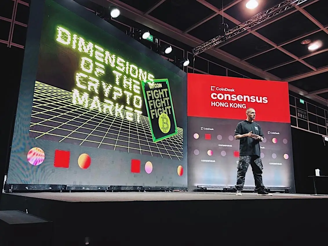 Andrei Grachev (DWF Labs) on stage at Consensus Hong Kong 2025